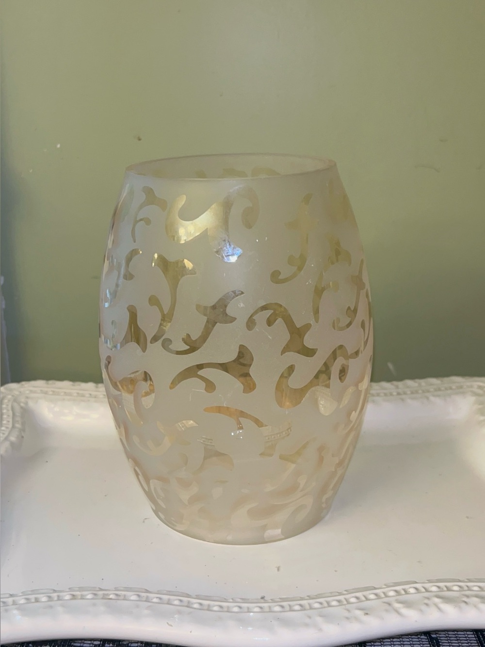 Frosted etched art glass style Patterned Glass Hurricane/Chimney Lamp Shade